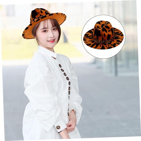 Partykindom Jazz Top Hat Flat Ladies Leopard Festival Black Cap Spot عيد ميلاد للقبعة القبعات الرجعية قبعة فيدورا in Kuwait