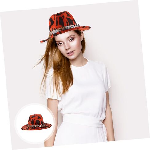 Partykindom Jazz Top Hat Flat Ladies Leopard Festival Black Cap Spot عيد ميلاد للقبعة القبعات الرجعية قبعة فيدورا in Kuwait