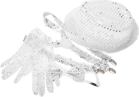 Galpada متألقة الترتر Fedora Hat Bow Tie و Glitter Gloves لحفلات حفلات الديسكو وأحداث الجاز ملحقًا أنيقًا للرجال والنساء in Kuwait