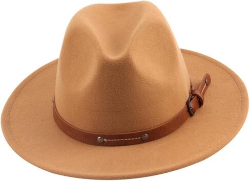 Stylish Woolen Flat Hat for Men and Women Wide Brim Design for Parties and Events Lightweight and Comfortable Fashion Accessory Khaki in Saudi Arabia