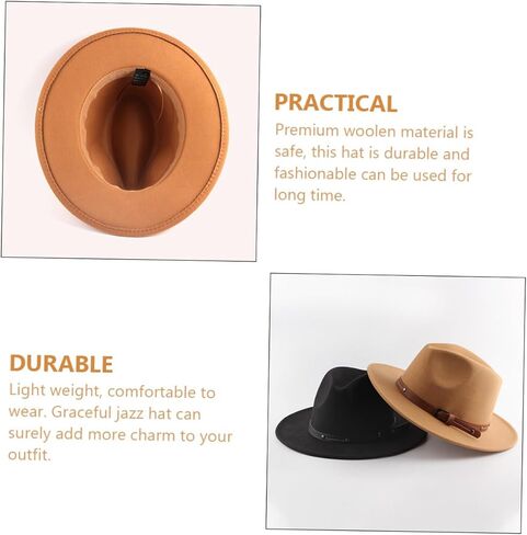 Stylish Woolen Flat Hat for Men and Women Wide Brim Design for Parties and Events Lightweight and Comfortable Fashion Accessory Khaki in Saudi Arabia