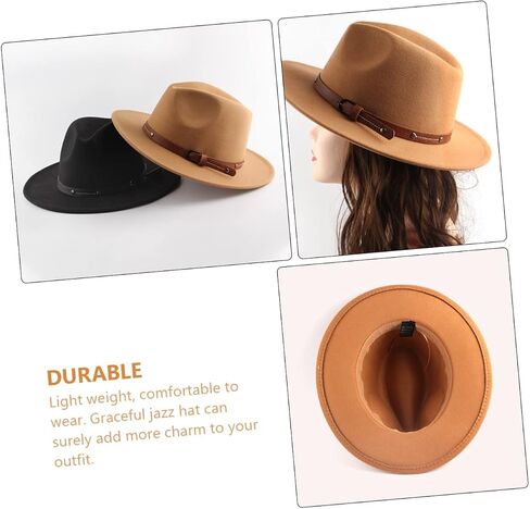 Stylish Woolen Flat Hat for Men and Women Wide Brim Design for Parties and Events Lightweight and Comfortable Fashion Accessory Khaki in Saudi Arabia