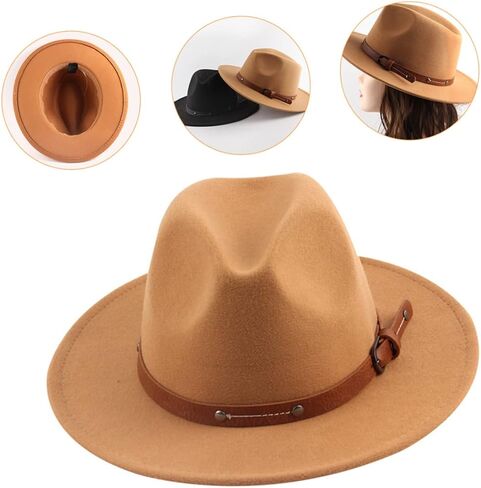 Stylish Woolen Flat Hat for Men and Women Wide Brim Design for Parties and Events Lightweight and Comfortable Fashion Accessory Khaki in Saudi Arabia