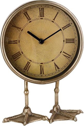 NIKKY HOME Vintage Gold Table Top Clock, Cute Duck Paw Silent Shelf Desk Clock Battery Operated Rustic Design, Home Decor for Living Room, Bedroom, Bedside in Saudi Arabia