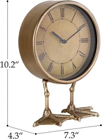 NIKKY HOME Vintage Gold Table Top Clock, Cute Duck Paw Silent Shelf Desk Clock Battery Operated Rustic Design, Home Decor for Living Room, Bedroom, Bedside in Saudi Arabia