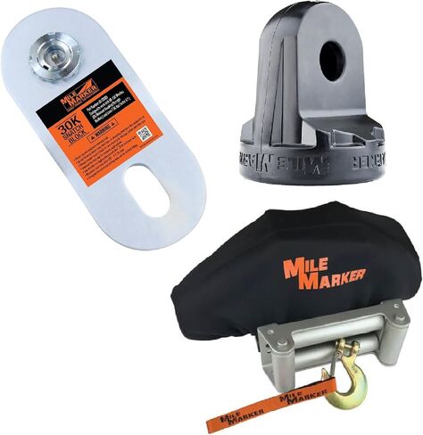 Winch Shackle Mount and 30,000 lbs Capacity Heavy-Duty Snatch Block with Full-Size Neoprene Winch Cover | for Secure Vehicle Recovery | Includes TrendsAuto Decal in Saudi Arabia