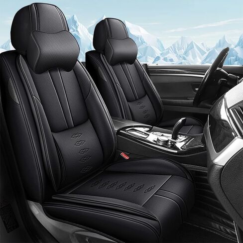 Car Seat Covers for Chrysler 200 2011-2017,Waterproof Leather Seat Covers 5-Seats Luxury,Interior Accessories with Airbag,Automobile Seat Cover Sets for 200(Black+Blue) in Kuwait