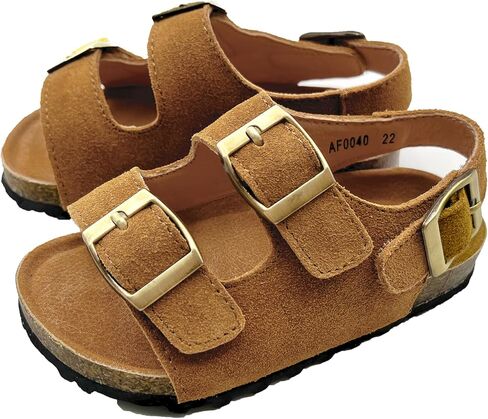 Kids Toddler Sandals Boys Girls Cork Footbed Sandal Comfort Double Buckle Slip On Slippers with Adjustable Back Strap in Saudi Arabia