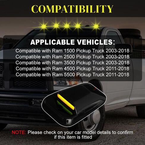 Marker LED Light ، 5 PC Car 12V DC Roof Top Light ، Marker Marker Lamps متوافقة مع RAM 1500 Pickup Truck 2003-2018 in Kuwait