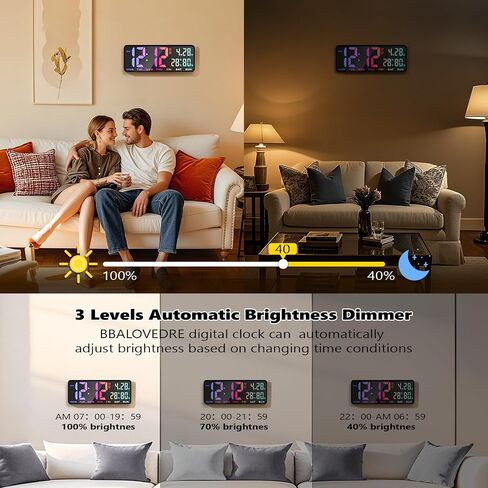 13.8 Inch Large Digital Wall Clock,Led Digital Clock Large Display with Temperature,Humidity Alarm,for Classroom,Living Room,Bedroom,Office,Home,Gym,Ideal for Seniors in Saudi Arabia