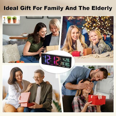 13.8 Inch Large Digital Wall Clock,Led Digital Clock Large Display with Temperature,Humidity Alarm,for Classroom,Living Room,Bedroom,Office,Home,Gym,Ideal for Seniors in Saudi Arabia