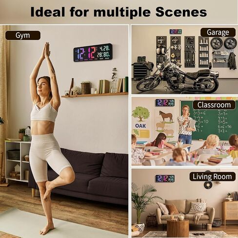 13.8 Inch Large Digital Wall Clock,Led Digital Clock Large Display with Temperature,Humidity Alarm,for Classroom,Living Room,Bedroom,Office,Home,Gym,Ideal for Seniors in Saudi Arabia
