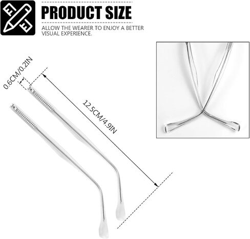 1 Pair Metal Glasses Replacement Arms Eyewear Frame Temple Replacement Accessories for Thin Metal Glasses, Sunglasses（Black） in Saudi Arabia