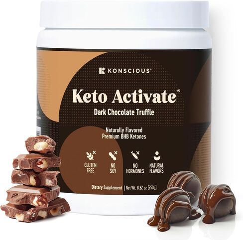 Dark Chocolate Truffle Exogenous Ketones Drink: Pure Keto Shake Powder with Chocolate Ketones | Jumpstart Ketosis & Boost Energy with Natural Ketones Supplements by Konscious Keto in Saudi Arabia