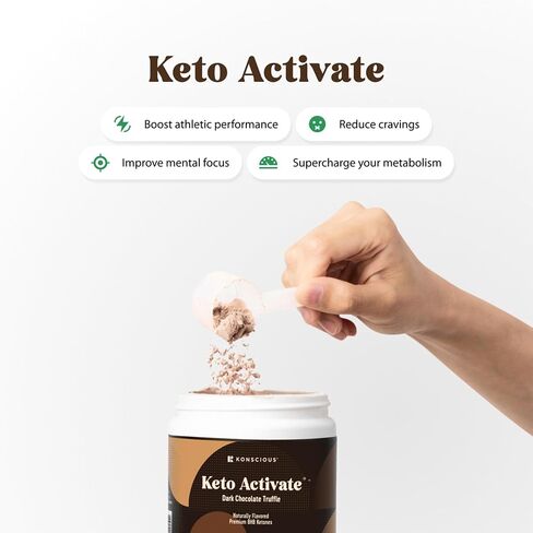 Dark Chocolate Truffle Exogenous Ketones Drink: Pure Keto Shake Powder with Chocolate Ketones | Jumpstart Ketosis & Boost Energy with Natural Ketones Supplements by Konscious Keto in Saudi Arabia