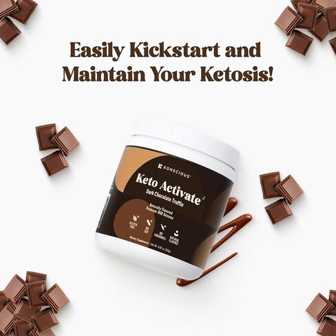 Dark Chocolate Truffle Exogenous Ketones Drink: Pure Keto Shake Powder with Chocolate Ketones | Jumpstart Ketosis & Boost Energy with Natural Ketones Supplements by Konscious Keto in Saudi Arabia
