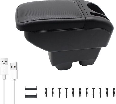 YJYWZH Car Armrest Box for Toyota Aygo BJ 4USB Ports & 2 Type-C Interfaces Automotive Accessories Carbon Fiber Leather Center Console with Cup Holder Phone Box in Saudi Arabia