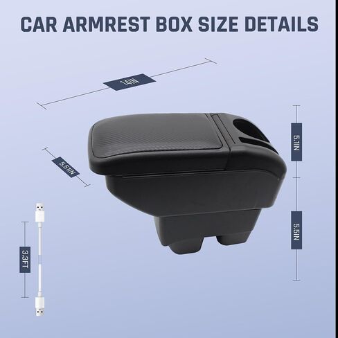 YJYWZH Car Armrest Box for Toyota Aygo BJ 4USB Ports & 2 Type-C Interfaces Automotive Accessories Carbon Fiber Leather Center Console with Cup Holder Phone Box in Saudi Arabia