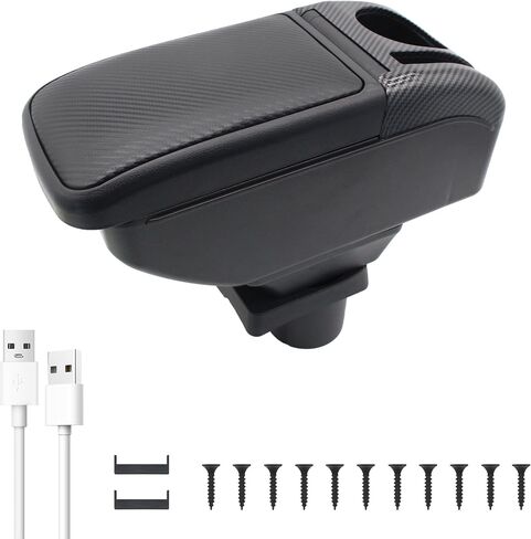 YJYWZH Car Armrest Box for Toyota Aygo BJ 4USB Ports & 2 Type-C Interfaces Automotive Accessories Carbon Fiber Leather Center Console with Cup Holder Phone Box in Saudi Arabia