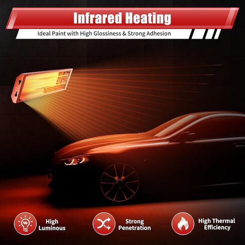 2PCS Baking Infrared Paint Curing Lamp, 2000W Automotive Repair Paint Infrared Heater Lamp 110V Paint Booth Lights for Paint Baking Car Body Repair in Kuwait