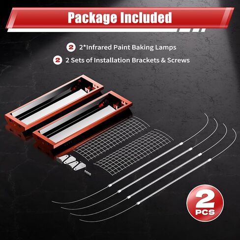 2PCS Baking Infrared Paint Curing Lamp, 2000W Automotive Repair Paint Infrared Heater Lamp 110V Paint Booth Lights for Paint Baking Car Body Repair in Kuwait