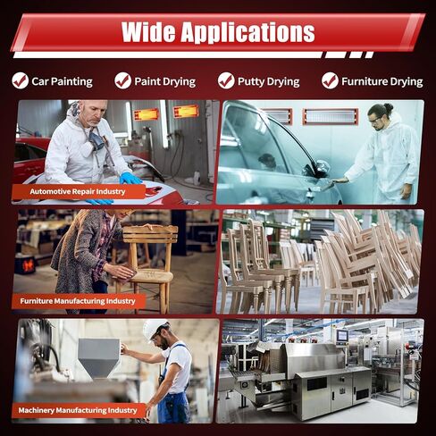 2PCS Baking Infrared Paint Curing Lamp, 2000W Automotive Repair Paint Infrared Heater Lamp 110V Paint Booth Lights for Paint Baking Car Body Repair in Kuwait