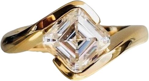 2.5 CT Moissanite Ring Asscher Cut Moissanite Diamond Engagement Ring 18k Gold Diamond Promise Gift Proposal Gedd in Kuwait