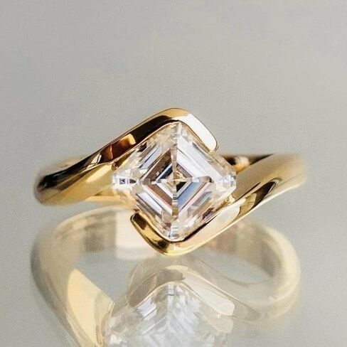 2.5 CT Moissanite Ring Asscher Cut Moissanite Diamond Engagement Ring 18k Gold Diamond Promise Gift Proposal Gedd in Kuwait