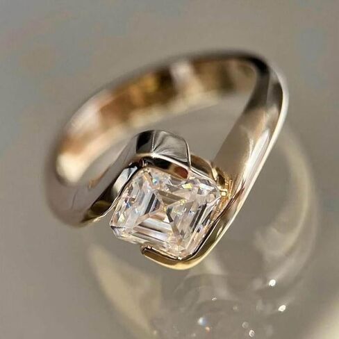 2.5 CT Moissanite Ring Asscher Cut Moissanite Diamond Engagement Ring 18k Gold Diamond Promise Gift Proposal Gedd in Kuwait