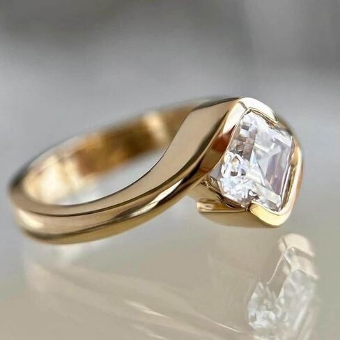 2.5 CT Moissanite Ring Asscher Cut Moissanite Diamond Engagement Ring 18k Gold Diamond Promise Gift Proposal Gedd in Kuwait