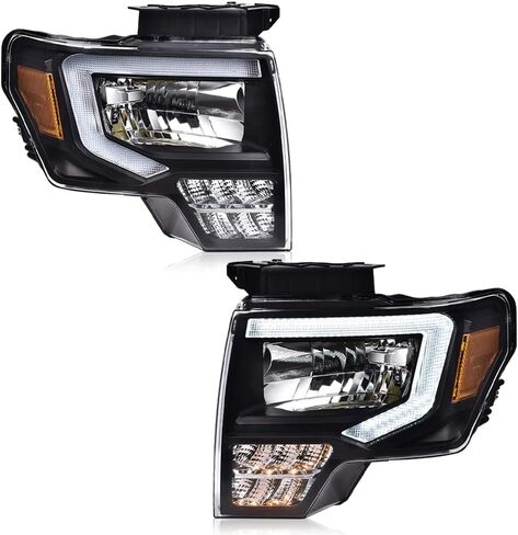 PIT66 مجموعة مصابيح الأمامية الأمامية متوافقة مع Ford F150 2009 2010 2011 2012 2013 2014 Faros Delanteros (Clear Lens Chrome Housing Clear Elector ، Style Basic) in Kuwait