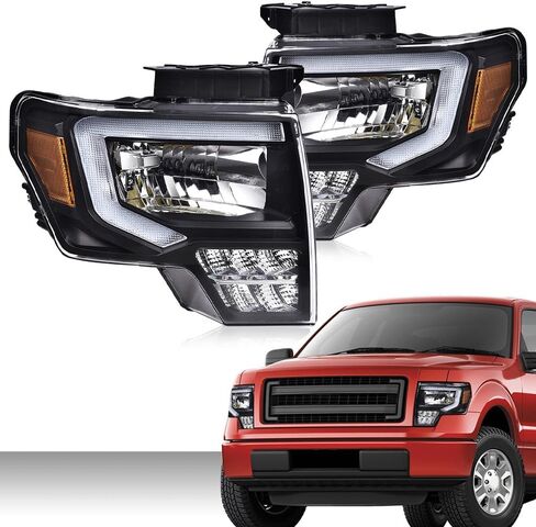 PIT66 مجموعة مصابيح الأمامية الأمامية متوافقة مع Ford F150 2009 2010 2011 2012 2013 2014 Faros Delanteros (Clear Lens Chrome Housing Clear Elector ، Style Basic) in Kuwait