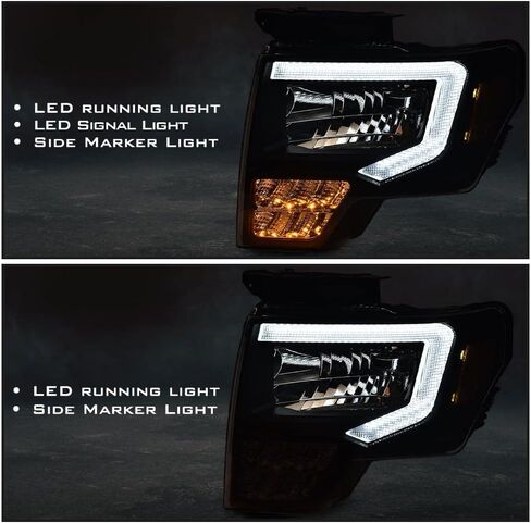 PIT66 مجموعة مصابيح الأمامية الأمامية متوافقة مع Ford F150 2009 2010 2011 2012 2013 2014 Faros Delanteros (Clear Lens Chrome Housing Clear Elector ، Style Basic) in Kuwait