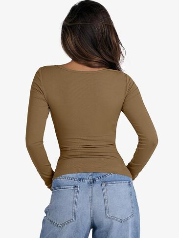 ANRABESS Womens Cutout Tops Trendy Sexy Long Sleeve Shirts Ribbed Slim Fit Tee 2024 Fall Fashion Going Out Tshirts Clothes in Saudi Arabia