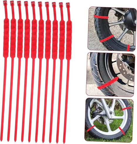 Amosfun 10Pcs Snow Chains for Motorcycle Tires High Strength Nylon Skid Tire Chains for Bikes Snow Mud for Winter Safety in Saudi Arabia