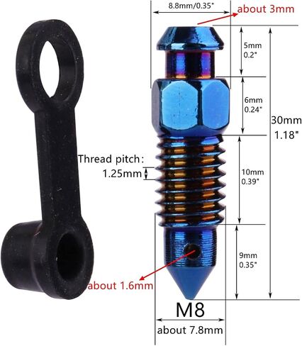 Stainless Steel M8x1.25mm Thread Pitch Brake Bleed Nipple Screw Bleeder Fitting (Burnt Blue) in Saudi Arabia