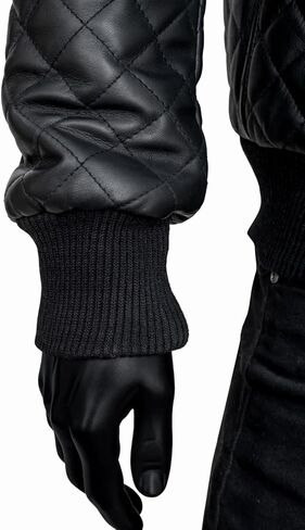 Men's Black Quilted Bomber Jacket - Diamond Quilted Black Bomber Leather Jacket in Saudi Arabia