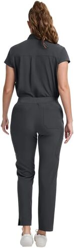 Kitmaz Medical Scrub Set For Women - Modern Mandarin Collar Oversized Scrub Top & Skinny Straight Scrub Pants, 13 Pockets in Saudi Arabia