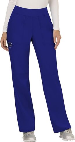 Cherokee Scrubs for Women V-Neck Top WW620 Mid Rise Straight Leg Pull-on Pants WW110, Galaxy Blue- M Top/M Petite Pant in Saudi Arabia