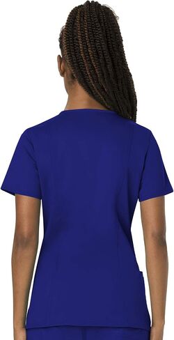 Cherokee Scrubs for Women V-Neck Top WW620 Mid Rise Straight Leg Pull-on Pants WW110, Galaxy Blue- M Top/M Petite Pant in Saudi Arabia