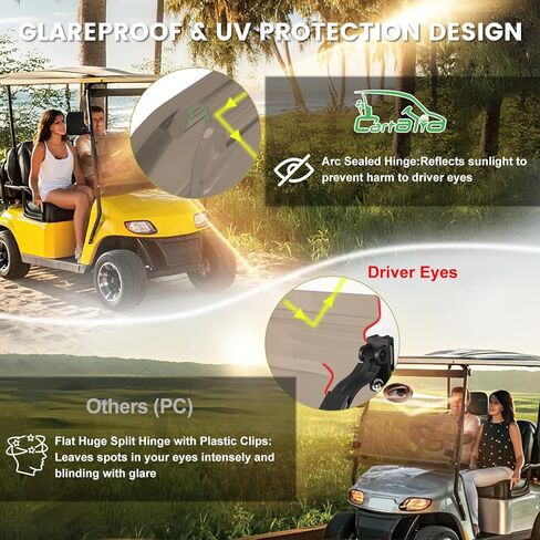 Golf Cart Foldable Windshield 3/16" (5MM) Thicken Only Fits 1995-2013 EZGO TXT & Medalist, Fits 3/4" Struts Rail Front Folding Windshield Replacement Included Mounting Hardware in Kuwait