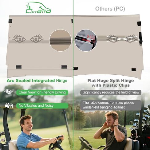 Golf Cart Foldable Windshield 3/16" (5MM) Thicken Only Fits 1995-2013 EZGO TXT & Medalist, Fits 3/4" Struts Rail Front Folding Windshield Replacement Included Mounting Hardware in Kuwait