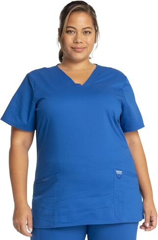 Cherokee Scrubs for Women V-Neck Top WW620 Mid Rise Straight Leg Pull-on Pants WW110, Galaxy Blue- M Top/M Petite Pant in Saudi Arabia