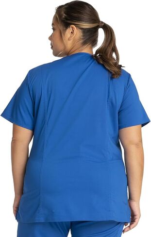 Cherokee Scrubs for Women V-Neck Top WW620 Mid Rise Straight Leg Pull-on Pants WW110, Galaxy Blue- M Top/M Petite Pant in Saudi Arabia