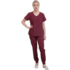 Yoweenton Town Scrubs for Women Scrub Set - Jogger Pant and Comfort Stretch V-Neck Easy Care Uniforms in Saudi Arabia