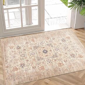 سجاد منطقة 5 × 7 قابل للغسل، سجادة بوهو لغرفة المعيشة وغرفة النوم والمطبخ، سجادة شرقية بوهيمية عتيقة كبيرة غير قابلة للانزلاق، بيج قديم in Kuwait