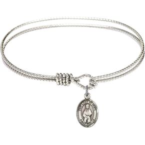 Oval Eye Hook Bangle Bracelet w/Our Lady of Hope in Sterling Silver in Kuwait