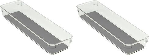 Home Basics 3" x 12" x 2" Plastic Rubber Liner Drawer Organizer, One Size, Clear in Kuwait