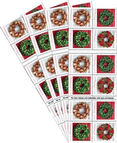 Holiday Wreaths 3 Books of 20 Forever USPS First Class Postage Stamps Christmas Tradition Celebration (60 Stamps) in Saudi Arabia