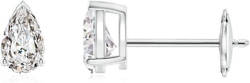 ANGARA Natural Pear-Shaped Diamond Solitaire Stud Earrings in 14K Solid Gold/Platinum | April Birthstone, Birthday, Engagement, Anniversary, Wedding Jewelry Gift for Women in Saudi Arabia